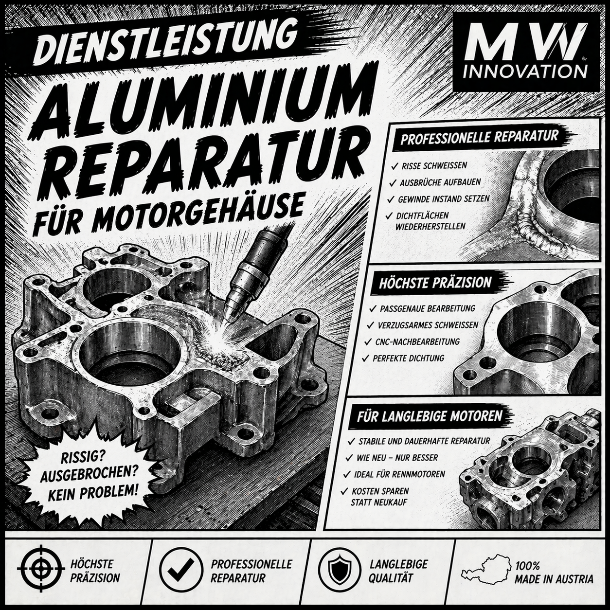 Aluminium Reparatur für Motorgehäuse